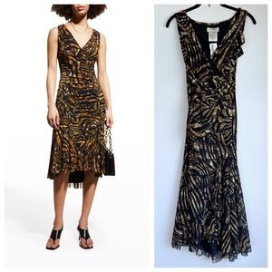 NWT FUZZI Animalier Sleeveless Animal-print Tulle Dress In Cammello Brown Size M